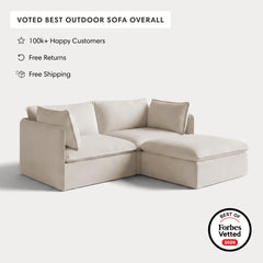 Modular Outdoor Washable 2-Seater Sectional | Nano Slubweave in Chai
