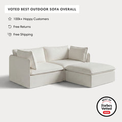 Modular Outdoor Washable 2-Seater Sectional | Classic Canvas in Cloud
