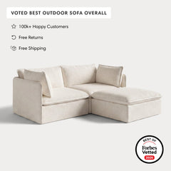 Modular Outdoor Washable 2-Seater Sectional | Alfresco Boucle in Creme