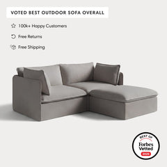 Modular Outdoor Washable 2-Seater Sectional | Nano Slubweave in Haze Gray