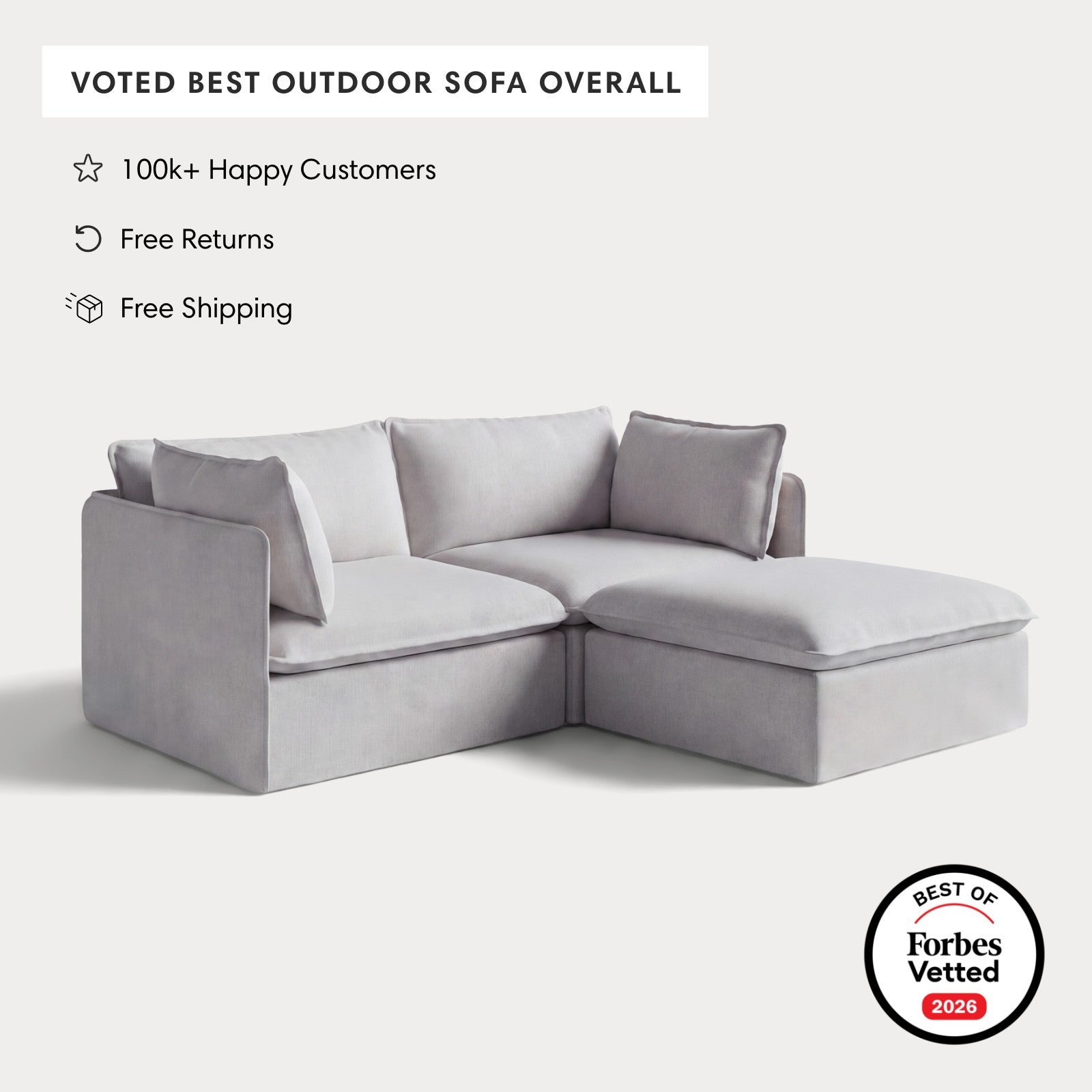 Modular Outdoor Washable 2-Seater Sectional | Nano Slubweave in Mist