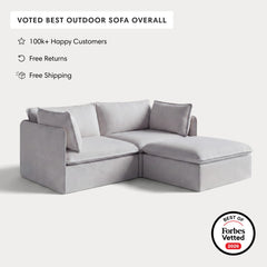 Modular Outdoor Washable 2-Seater Sectional | Nano Slubweave in Mist