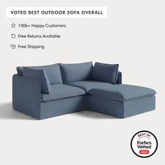 Modular Outdoor Washable 2-Seater Sectional | Classic Canvas in Ocean