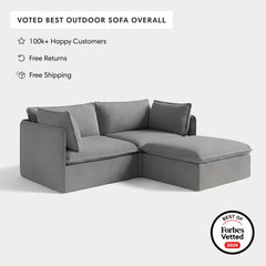 Modular Outdoor Washable 2-Seater Sectional | Classic Canvas in Stone Gray