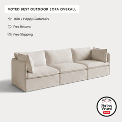 Modular Outdoor Washable 3-Seater | Nano Slubweave in Chai