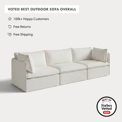 Modular Outdoor Washable 3-Seater | Classic Canvas in Cloud