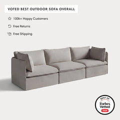 Modular Outdoor Washable 3-Seater | Nano Slubweave in Haze Gray