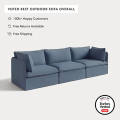 Modular Outdoor Washable 3-Seater | Classic Canvas in Ocean