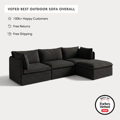 Modular Outdoor Washable 3-Seater Sectional | Classic Canvas in Charcoal