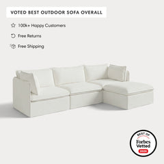 Modular Outdoor Washable 3-Seater Sectional | Classic Canvas in Cloud