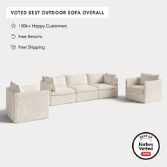 Modular Outdoor Washable 3-Seater Sofa + Armchair Set | Alfresco Boucle in Creme