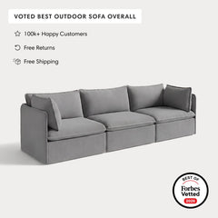 Modular Outdoor Washable 3-Seater | Classic Canvas in Stone Gray