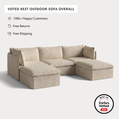 Modular Outdoor Washable 3-Seater U-Sectional | Alfresco Boucle in Cashew