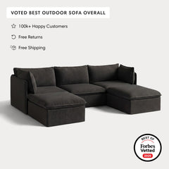Modular Outdoor Washable 3-Seater U-Sectional | Classic Canvas in Charcoal