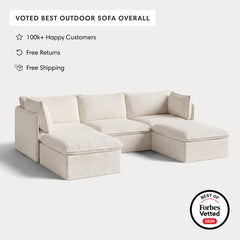 Modular Outdoor Washable 3-Seater U-Sectional | Alfresco Boucle in Creme