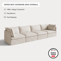 Modular Outdoor Washable 4-Seater | Nano Slubweave in Chai