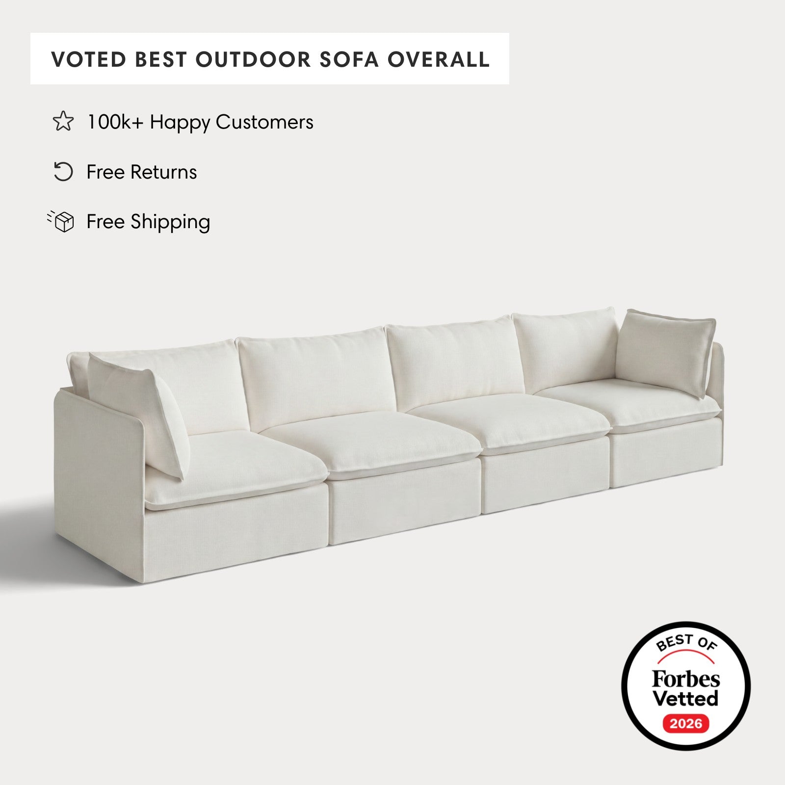 Modular Outdoor Washable 4-Seater | Classic Canvas in Cloud