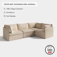 Modular Outdoor Washable 4-Seater Corner Sectional | Alfresco Boucle in Cashew