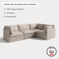 Modular Outdoor Washable 4-Seater Corner Sectional | Classic Canvas in Sand