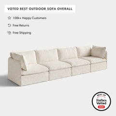 Modular Outdoor Washable 4-Seater | Alfresco Boucle in Creme