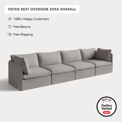 Modular Outdoor Washable 4-Seater | Nano Slubweave in Haze Gray