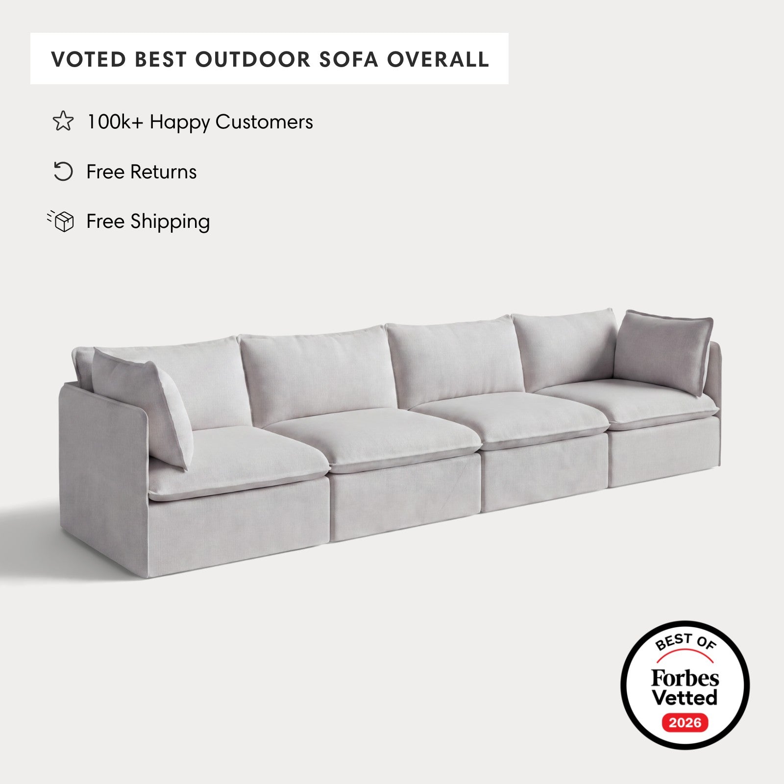 Modular Outdoor Washable 4-Seater | Nano Slubweave in Mist