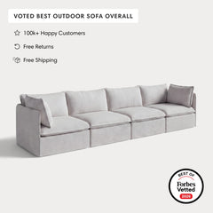 Modular Outdoor Washable 4-Seater | Nano Slubweave in Mist