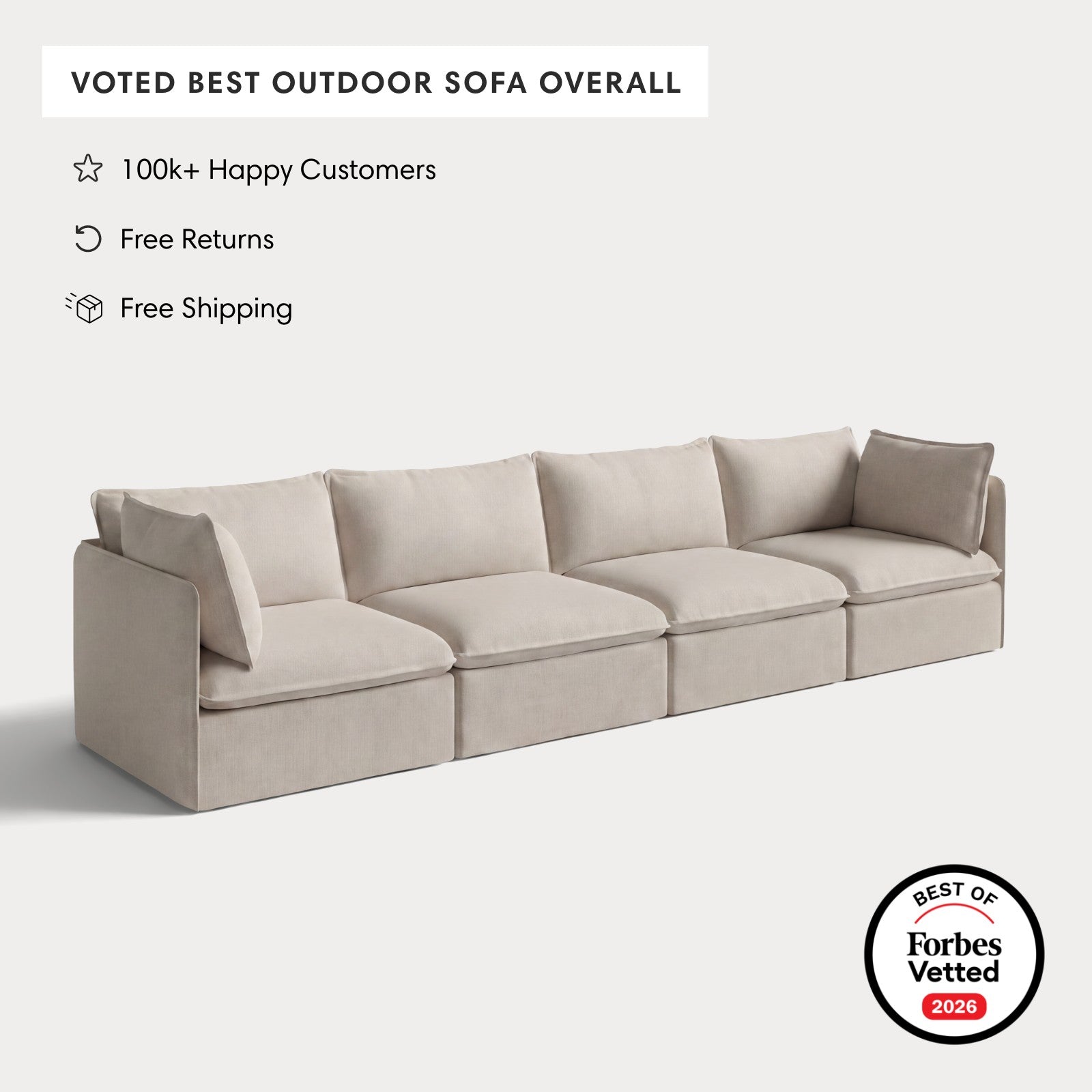 Modular Outdoor Washable 4-Seater | Classic Canvas in Sand