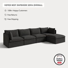 Modular Outdoor Washable 4-Seater Sectional | Classic Canvas in Charcoal