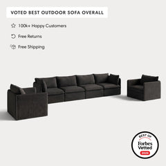 Modular Outdoor Washable 4-Seater Sofa + Armchair Set | Classic Canvas in Charcoal