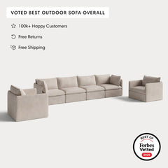 Modular Outdoor Washable 4-Seater Sofa + Armchair Set | Classic Canvas in Sand
