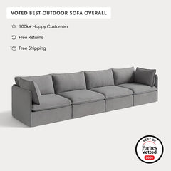 Modular Outdoor Washable 4-Seater | Classic Canvas in Stone Gray