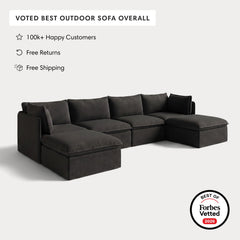 Modular Outdoor Washable 4-Seater U-Sectional | Classic Canvas in Charcoal
