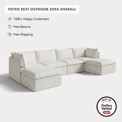 Modular Outdoor Washable 4-Seater U-Sectional | Classic Canvas in Cloud