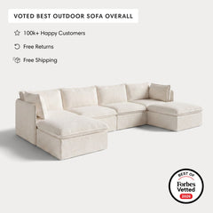 Modular Outdoor Washable 4-Seater U-Sectional | Alfresco Boucle in Creme