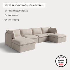 Modular Outdoor Washable 4-Seater U-Sectional | Classic Canvas in Sand