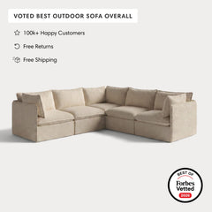 Modular Outdoor Washable 5-Seater Corner Sectional | Alfresco Boucle in Cashew