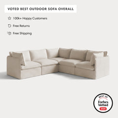 Modular Outdoor Washable 5-Seater Corner Sectional | Nano Slubweave in Chai