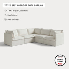Modular Outdoor Washable 5-Seater Corner Sectional | Classic Canvas in Cloud