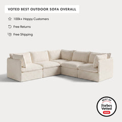 Modular Outdoor Washable 5-Seater Corner Sectional | Alfresco Boucle in Creme