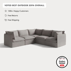 Modular Outdoor Washable 5-Seater Corner Sectional | Nano Slubweave in Haze Gray