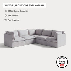 Modular Outdoor Washable 5-Seater Corner Sectional | Nano Slubweave in Mist