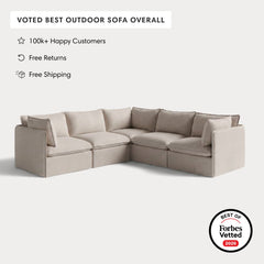 Modular Outdoor Washable 5-Seater Corner Sectional | Classic Canvas in Sand