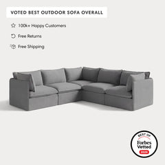 Modular Outdoor Washable 5-Seater Corner Sectional | Classic Canvas in Stone Gray