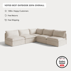 Modular Outdoor Washable 5-Seater Open-Ends Corner Sectional | Nano Slubweave in Chai