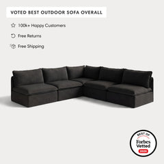Modular Outdoor Washable 5-Seater Open-Ends Corner Sectional | Classic Canvas in Charcoal