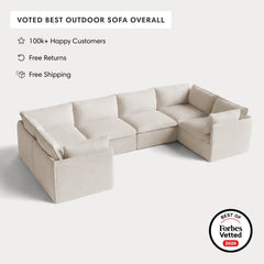 Modular Outdoor Washable 6-Seater U-Sectional | Nano Slubweave in Chai