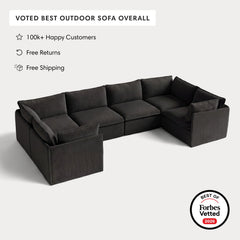 Modular Outdoor Washable 6-Seater U-Sectional | Classic Canvas in Charcoal