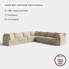 Modular Outdoor Washable 7-Seater Corner Sectional | Alfresco Boucle in Cashew