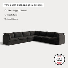 Modular Outdoor Washable 7-Seater Corner Sectional | Classic Canvas in Charcoal